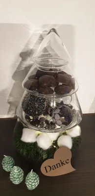 Kundenfoto zu Deko Weihnachtsbaum Glas als Keksdose Höhe 39 cm - Deko Etagere für Weihnachtsdeko im Glas
