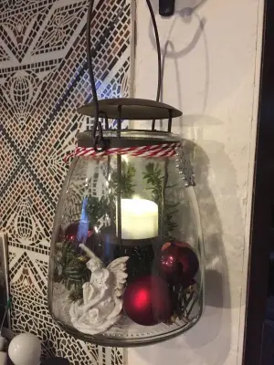 Kundenfoto zu Laterne aus Glas mit Teelichthalter für individuelle Deko im Glas, Höhe 17cm,